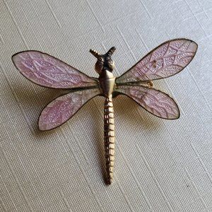 Small Vintage Butterfly Brooch with Pink Wings